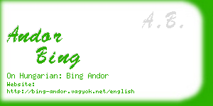 andor bing business card